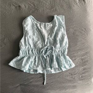 SHEIN Light Blue Textured Peplum Blouse